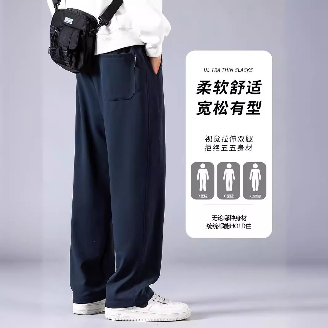 Casual pants, men's spring and autumn loose sporty trendy brand sweatpants, wide-leg long pants, new spring men's straight-leg pants details Picture