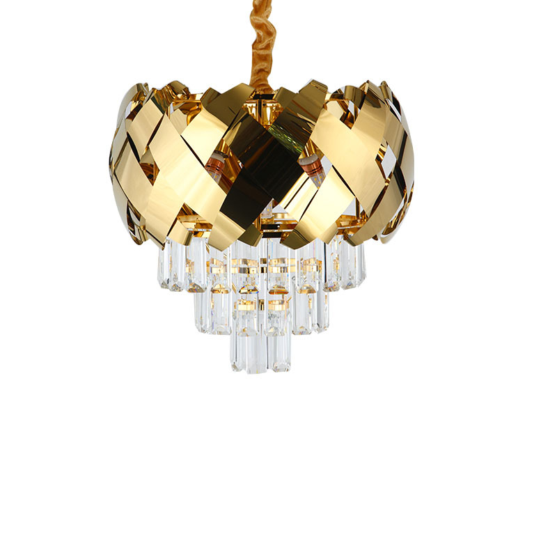 轻奢钛金电镀不锈钢面水晶吊灯后现代客厅卧室餐厅K9水晶吊灯现货