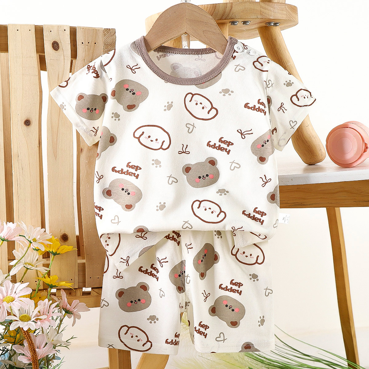 儿童短袖套装纯棉男童T恤宝宝夏季童装女童短裤婴儿衣服夏装批发