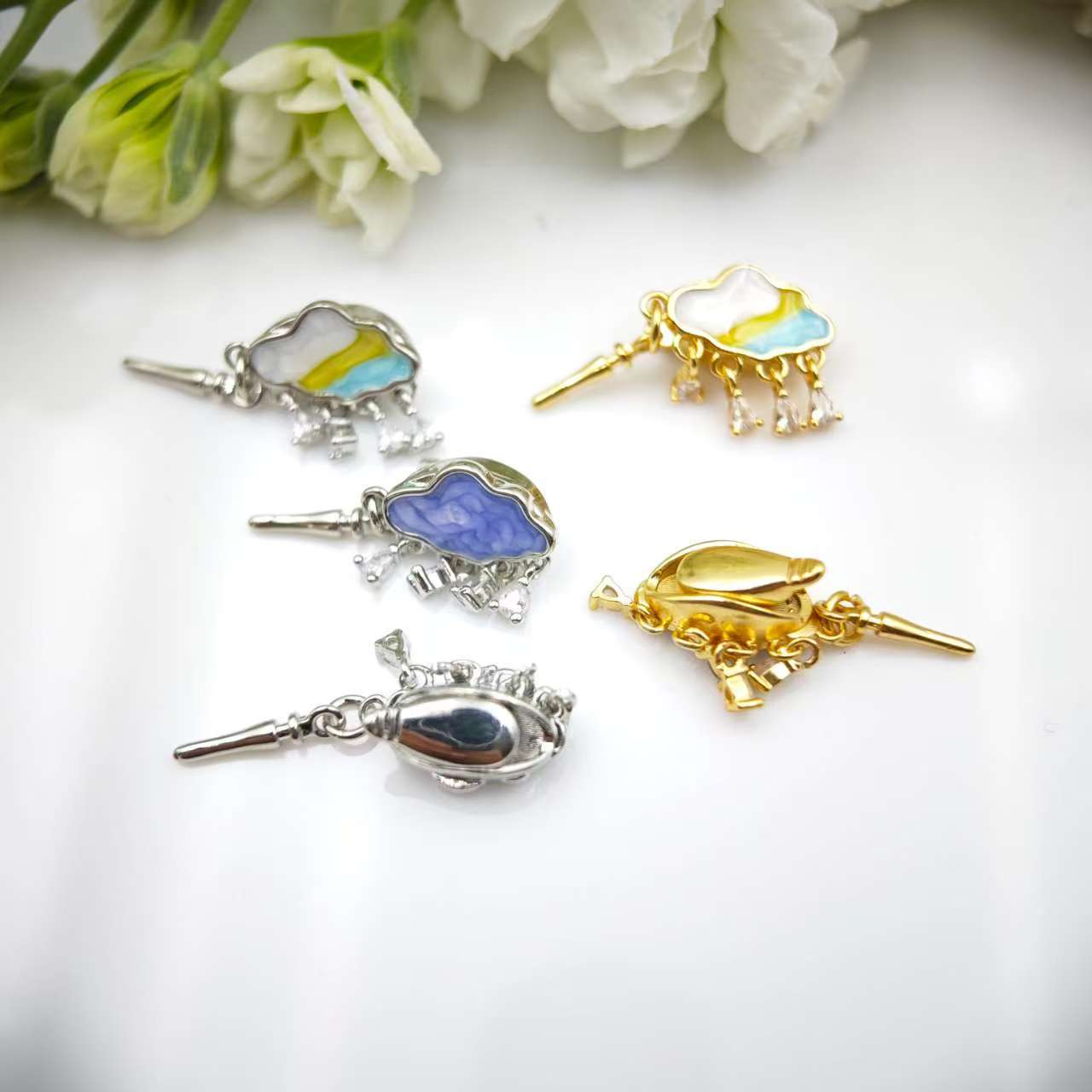 Pearl necklace, ingot clasp, colorful cloud oil drop plating, 18kDIY jewelry, necklace clasp, accessory clasp Specification image