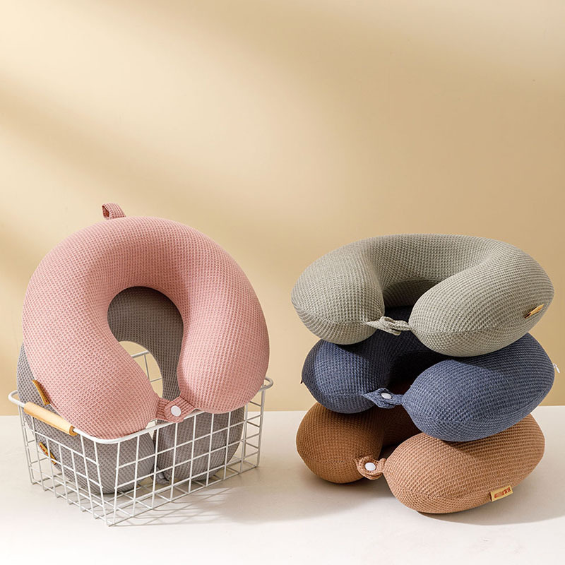 记忆棉u型枕芯脖子午睡枕头旅行飞机枕华夫网格logo慢回弹U形颈枕产品图