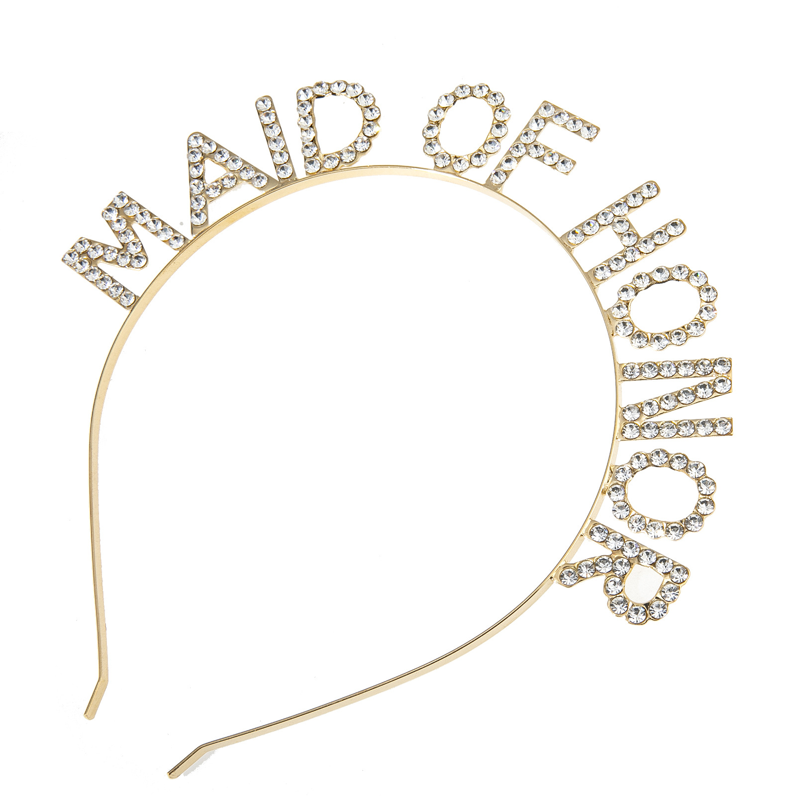 Cross-border European and American best-selling bride letter MAID OF HONOR wedding water diamond headband, bridesmaid shiny headwear wholesale supply details Picture