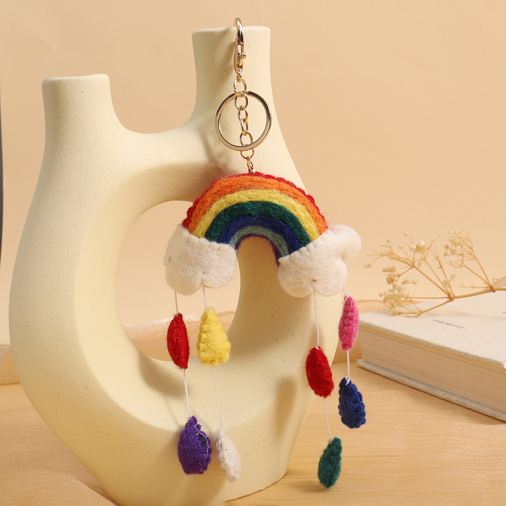 Rainbow handmade wool felt pendants, Nepalese wool felt wind chimes, creative bag pendants, cute pendants wholesale Application Scenario