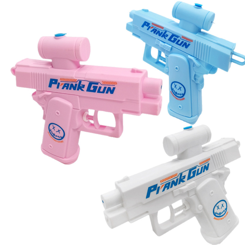 Bidirectional water spray prank toy gun, pink, blue and white water gun, silicone, kneading, handcrafted, fun and interesting children's toy small commodity Item Picture