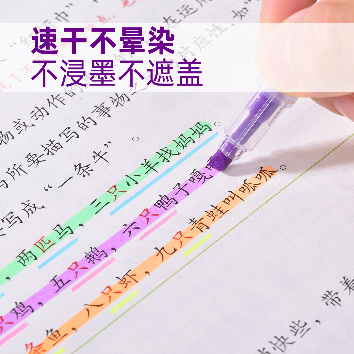 Weiya CAI 22397 dual-head dual-color Highlighter pen, key point marker pen, note-taking and journal-making pen, multi-color highlighter pen Application Scenario
