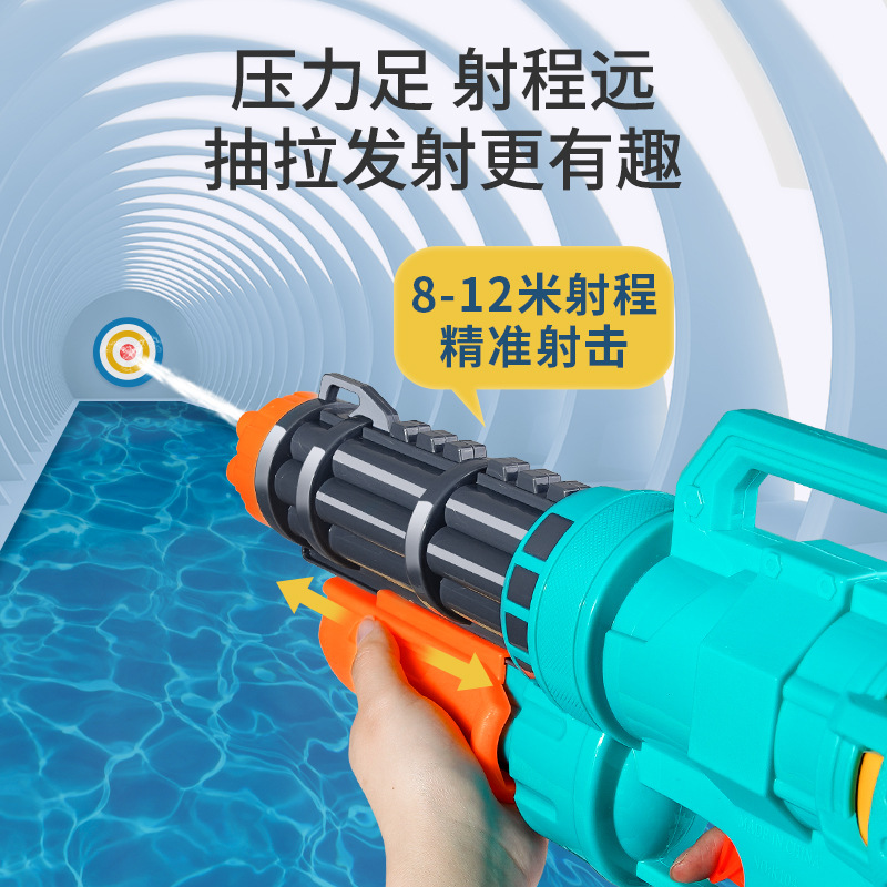 Gatling water gun, children's water grab, large water splashing festival, large-capacity toy, high-pressure boy water fight, and free goggles details Picture