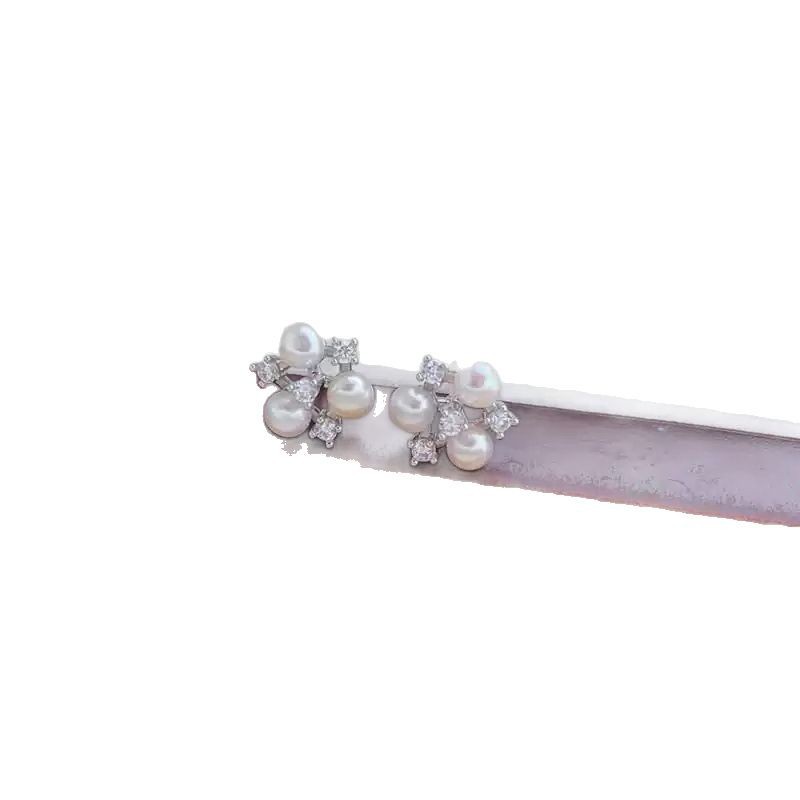 Freshwater pearl earrings, multi-bead shaped stud earrings S925, silver needle, niche design, light luxury earrings wholesale, Internet celebrity bestsellers Item Picture