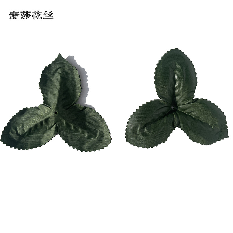 Green simulated triangular leaves, diy silk fabric artificial flower leaves, silk screen flower material accessories, simulated flower leaves and flowers Specification image