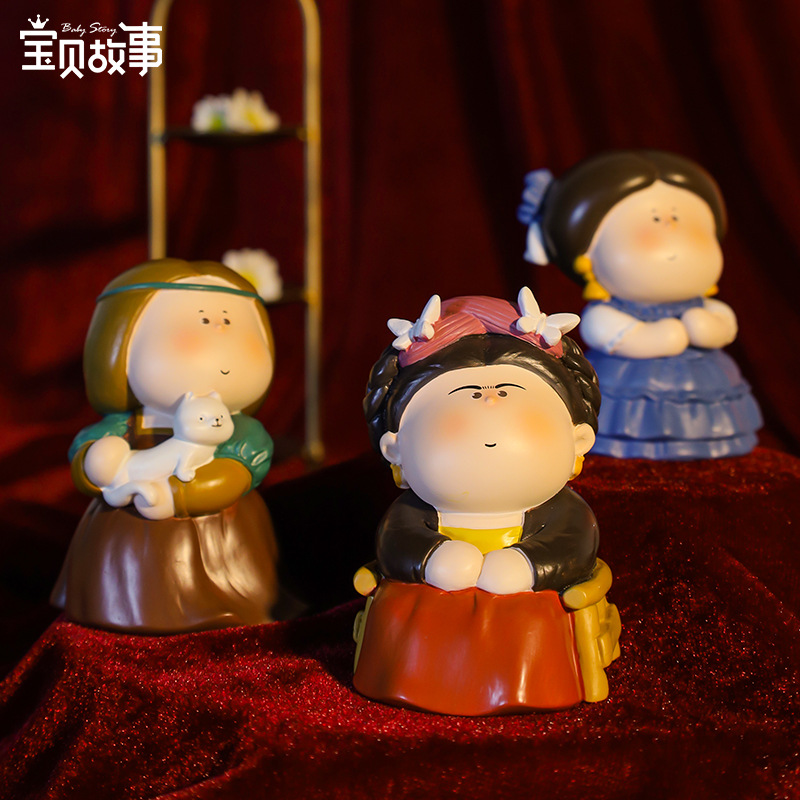 月半艺术家二代盲盒公仔桌面装饰树脂摆件复古名人名画手办送礼物产品图