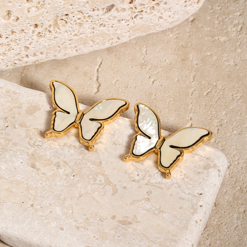 Nasha Cross-border Earrings, European and American abalone, shell and butterfly earrings, Women's S925 Silver Needle Animal Exaggerated earrings, European and American stud earrings Specification image