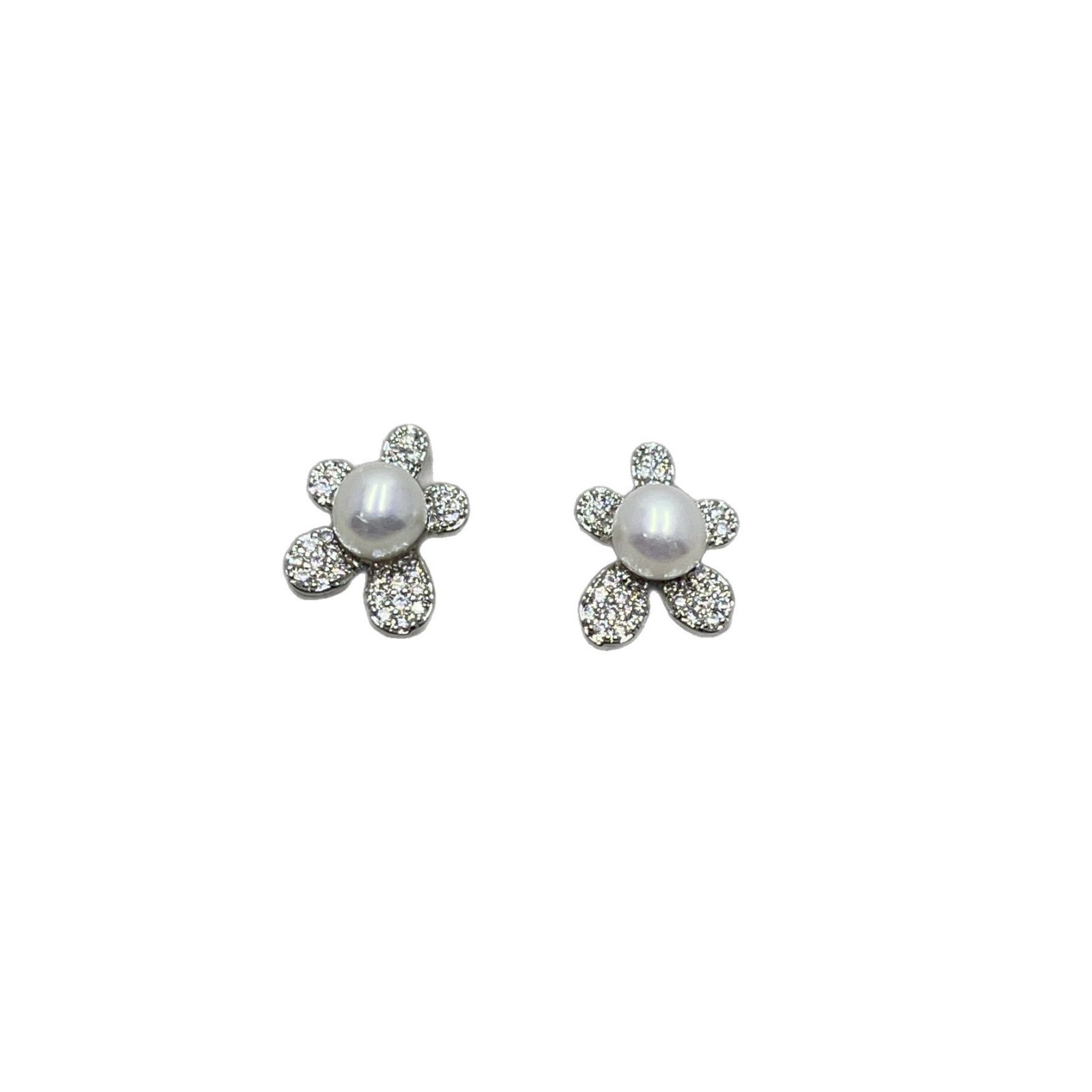 S925 Silver Needle Natural pearl ear studs, flower daisies, girls no need to pick and cultivate ear pearls, exquisite student earrings Item Picture