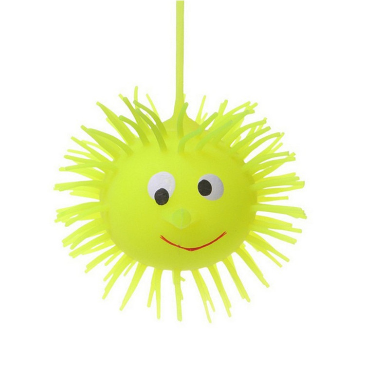 Glowing hedgehog, shining, elastic, fluffy ball with rope, massage and release ball, soft children's street stall toys Specification image