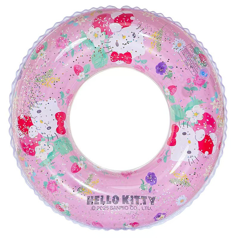 Sanrio sequined transparent inflatable swimming rings, thickened adult and children's water float rings, Kulomi swimming rings wholesale Item Picture
