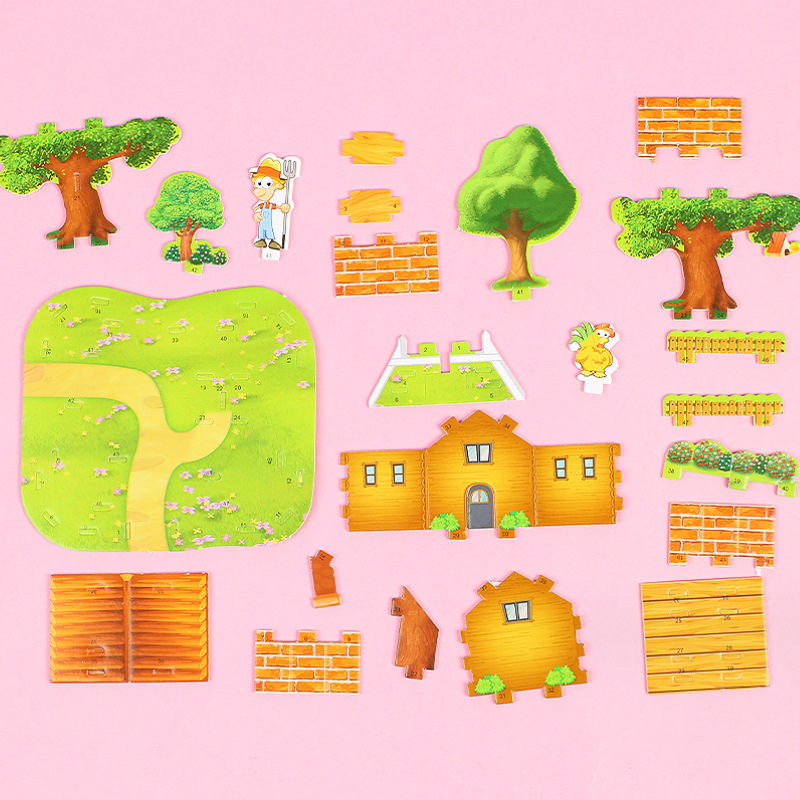 Cartoon assembly 3D stereoscopic house puzzles, children's small toys, educational building models, street stalls, kindergarten small prizes Application Scenario