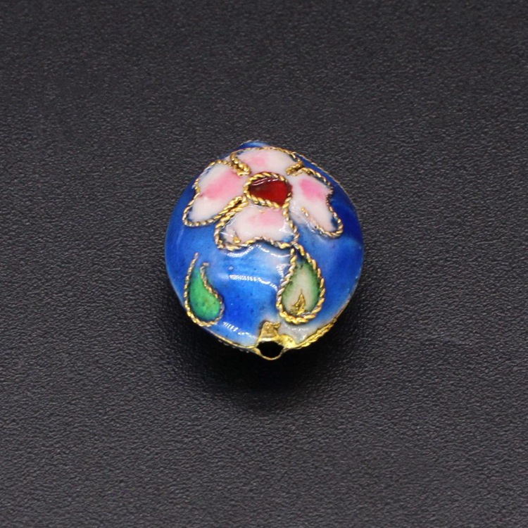 传统高温掐丝珐琅花丝银蓝DIY饰品配件隔珠景泰蓝16*12瓢虫