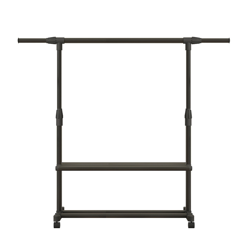 The clothes drying rack is a portable, simple double-pole indoor balcony hanging rack, a floor-standing telescopic and foldable clothes drying rack Item Picture
