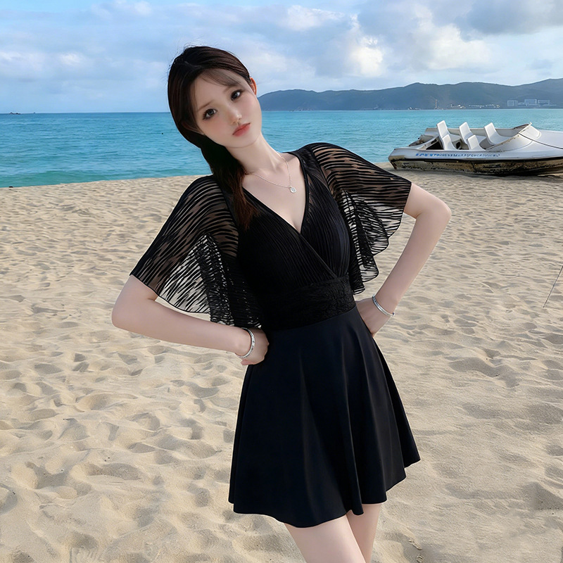 2026 New Korean-style swimsuit women's dress one-piece swimsuit women's flat Angle conservative belly cover-up slimming hot spring swimming suit wholesale 125216 Specification image