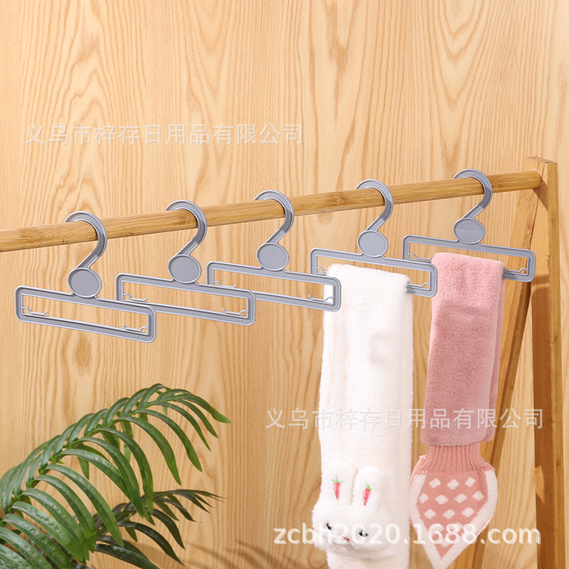 Factory direct supply of niche gray hanging plastic hook towel rack, scarf, tie, silk scarf display rack, thickened clothes hanger details Picture
