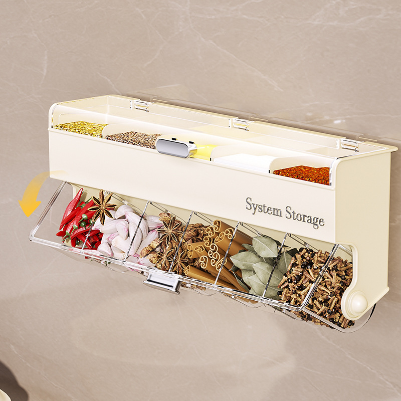 Seasoning box, household wall-mounted salt seasoning jar, storage box, kitchen special combination set, transparent deep type, food grade Specification image