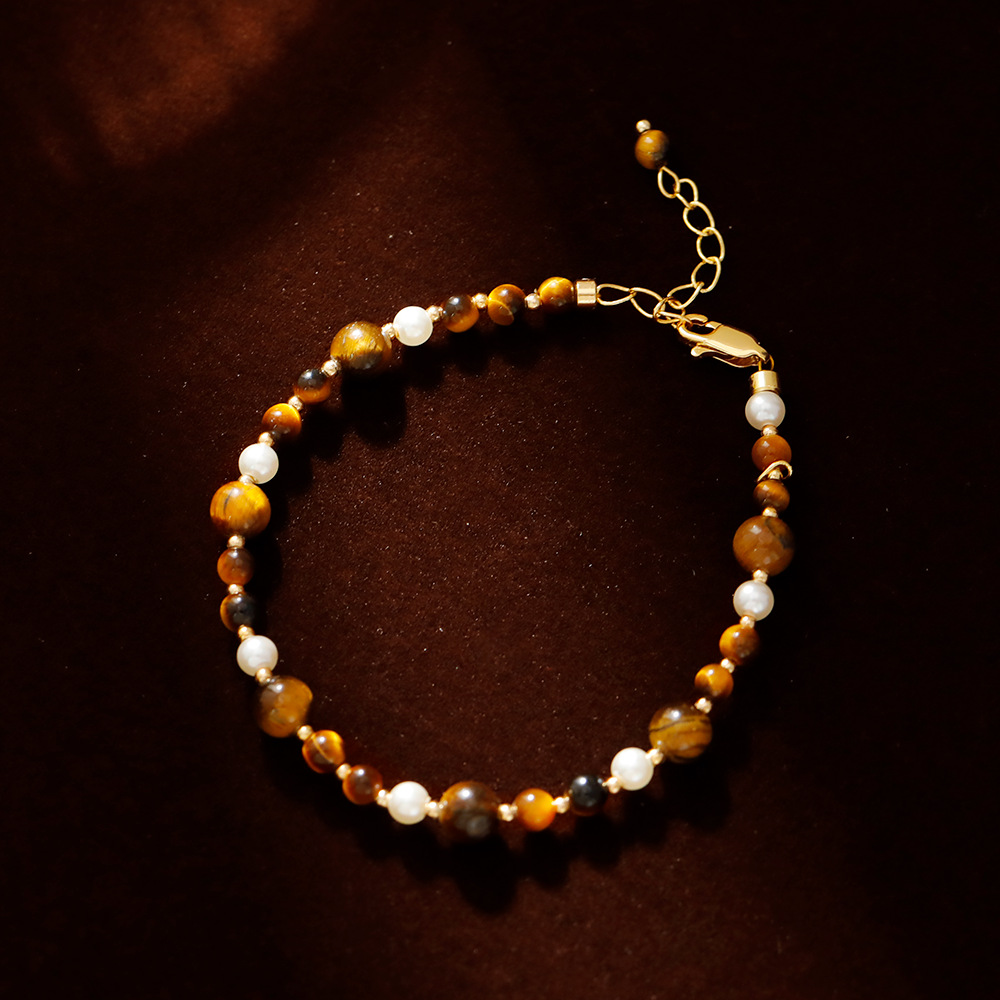 Hyacinth Tiger's Eye beaded bracelet for Autumn and winter 2025, a fashionable, elegant, fair and high-end accessory