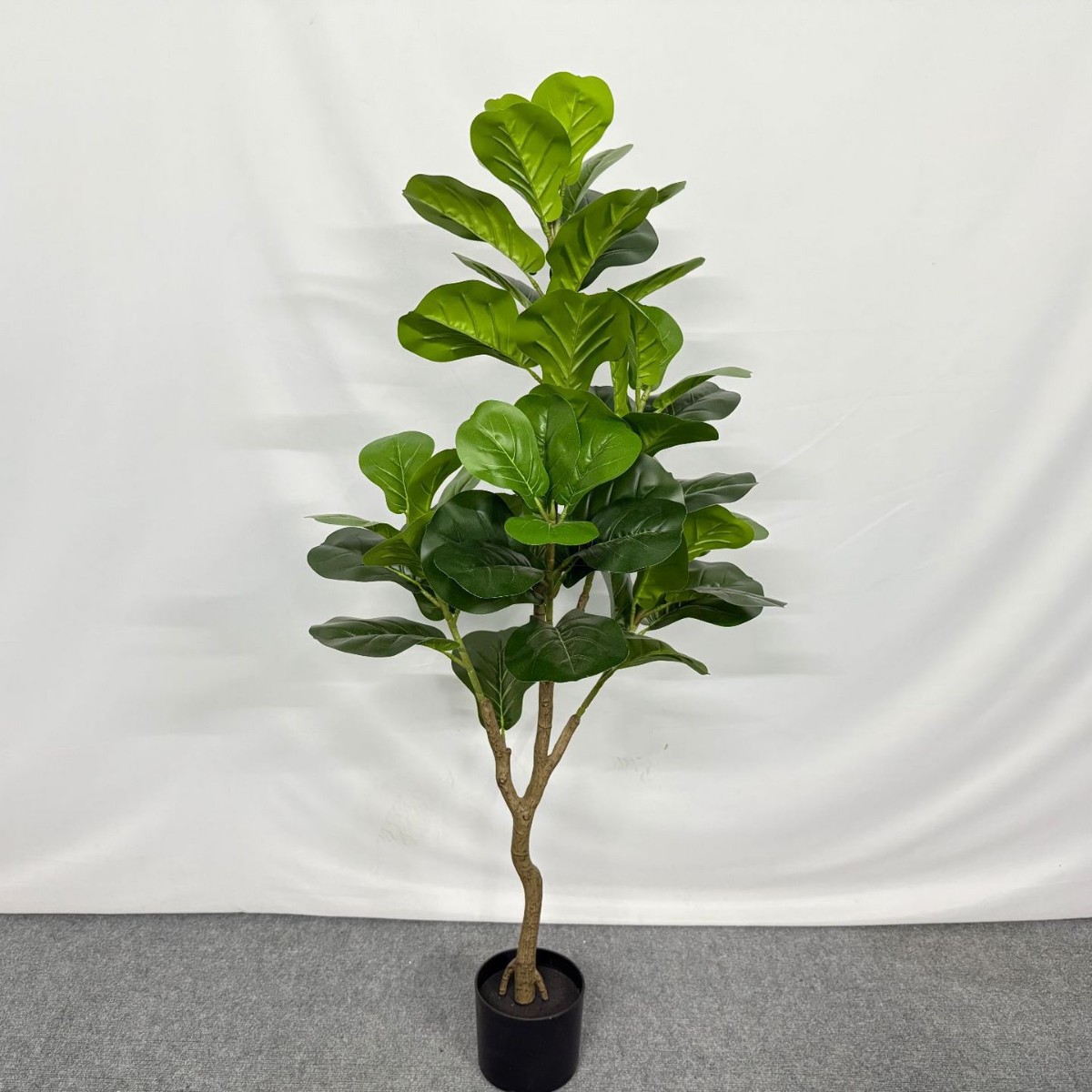 Simulated new style Ficus lyrata potted plant, large home floor-standing decorative item, green plant for homestay and shopping mall decoration, Ficus lyrata details Picture