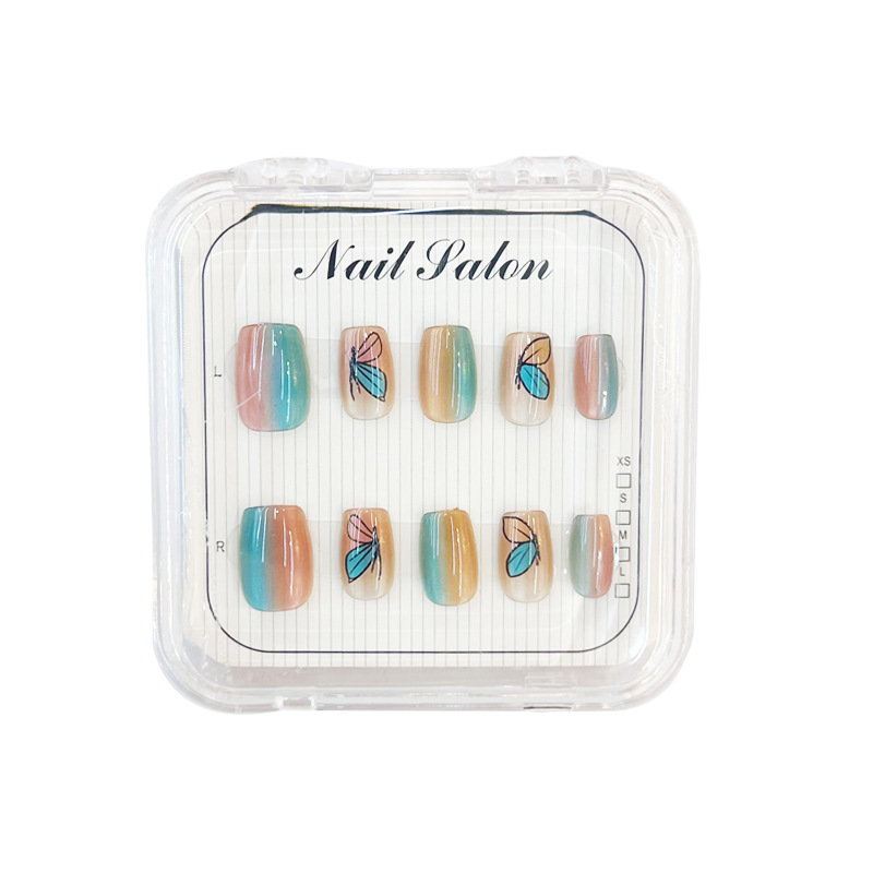 Cat-eye wearable nail, detachable nail plates, nail plates, rainbow cat-eye butterfly, French nail patches, ballet nail plates Item Picture