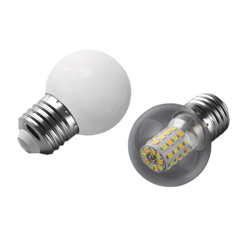 Chandelier LED ultra-bright bulb, three-color variable light, household screw-joint tile, indoor E27 charging small round ball bubble magic bean light source Item Picture