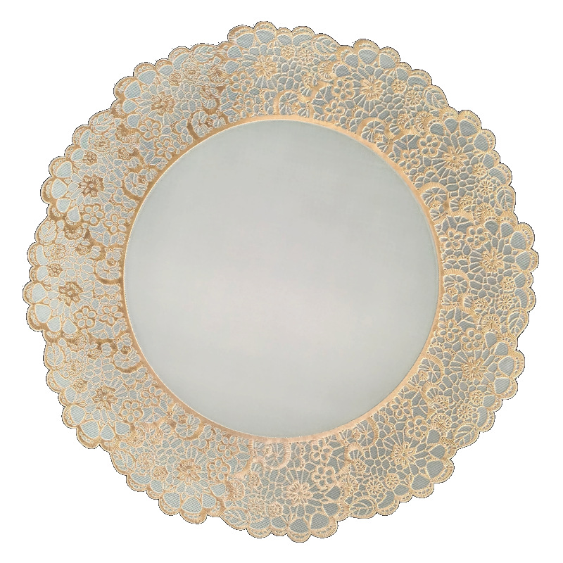 European-style simple round lace PVC gold-embossed placemats for home decoration, PVC flower waterproof, oil-proof and anti-slip table MATS Specification image