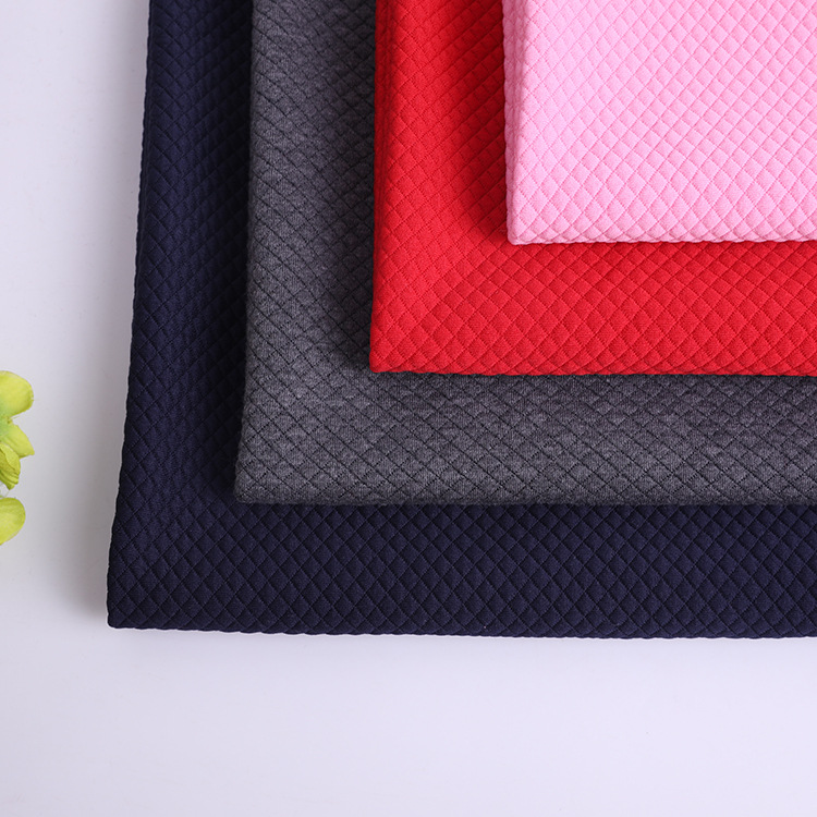 大量现货 涤氨针织空气层夹丝棉菱形格提花布 记忆枕家纺服装面料