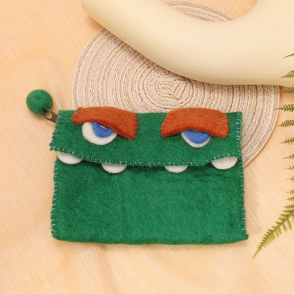 Nepalese wool felt soft and cute coin purse, Ins-style bus card case, cute cartoon clutch wholesale Specification image