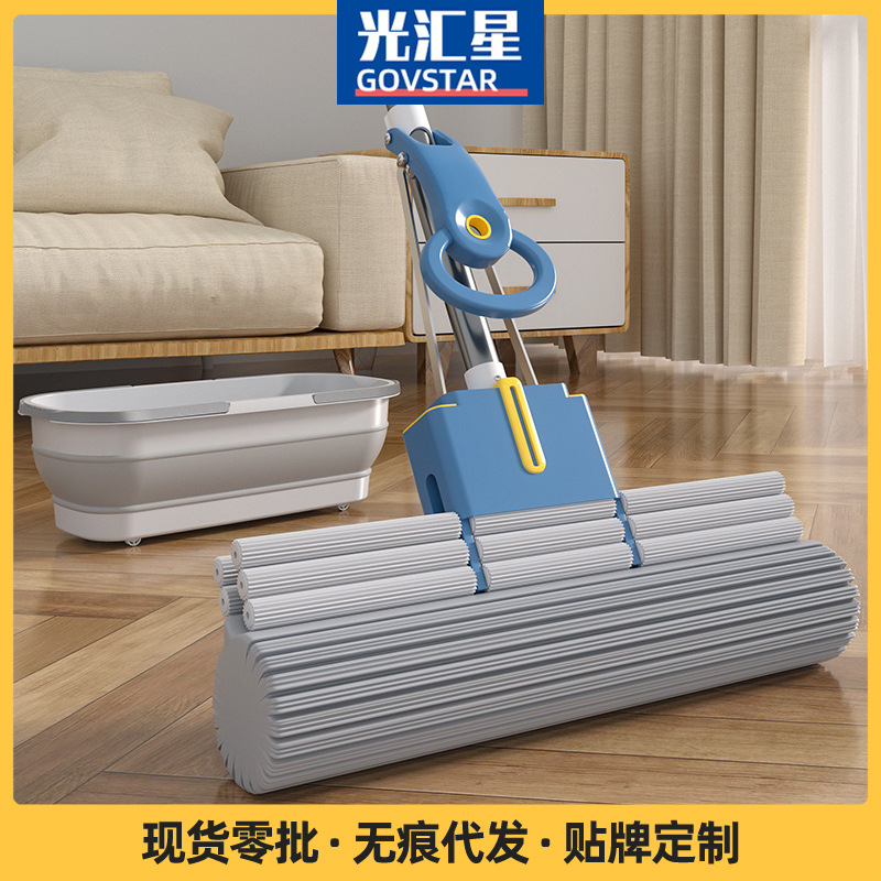 一键换头海绵拖把吸水胶棉拖把懒人拖把布省力拖把滚轮式挤水神器