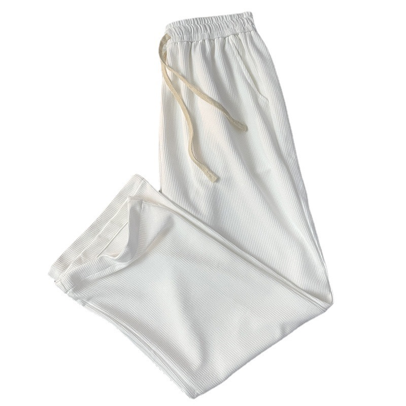 Waffle casual pants for men, loose, straight, spring, thin, trendy and versatile wide-leg, drape long pants, sports sweatpants Item Picture
