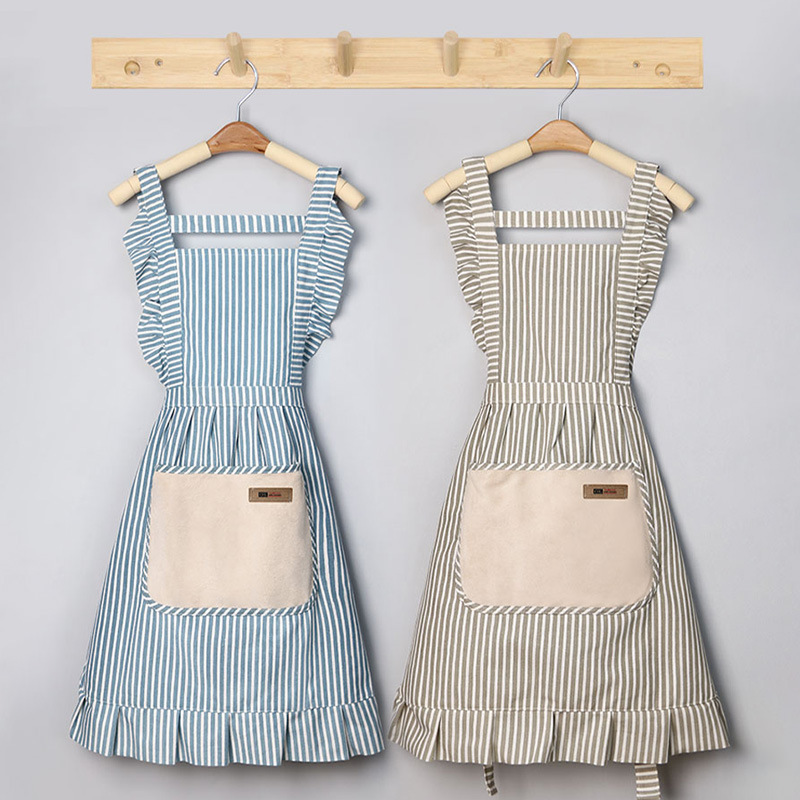 花边围裙厨房家用围腰带口袋公主风耐脏可擦手防水防油款围兜批发