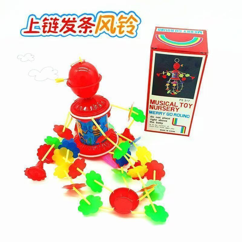 新款发条床铃益智旋转转乐婴儿玩具风铃发条床铃上链上弦吊琴批发