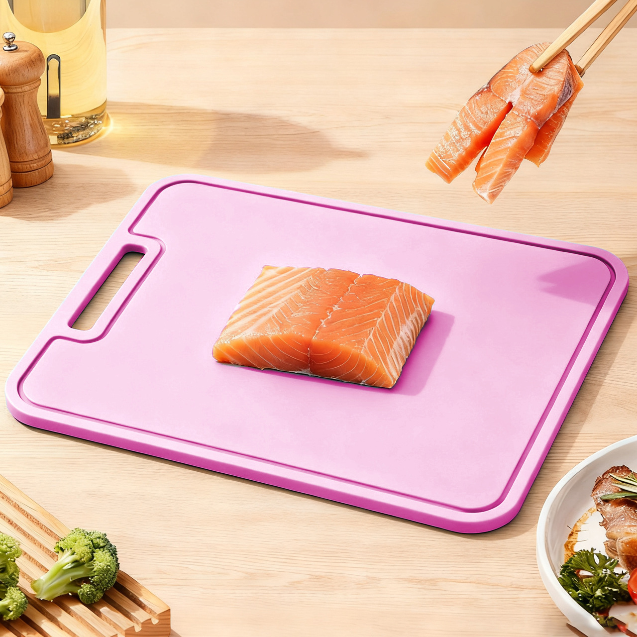 定制硅胶菜板方形食品级餐厅家用水果双面厨房一体式创意切菜砧板