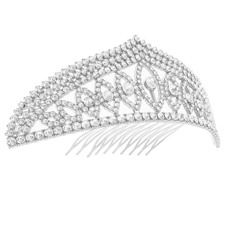 European and American cross-border style felled tree headwear, wedding bride's water diamond alloy tiara, women's updo, elegant diamond-encrusted hair comb tiara wholesale supply Application Scenario