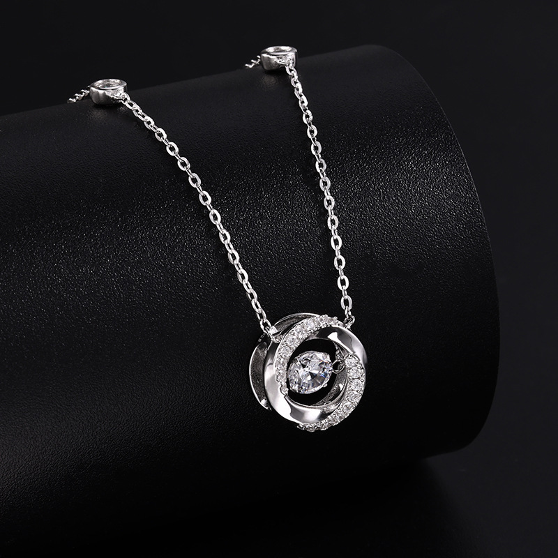 Pure silver necklace for women, 2026 new three-second heartbeat collarbone chain, light luxury and niche design sense, the same style of necklace details Picture