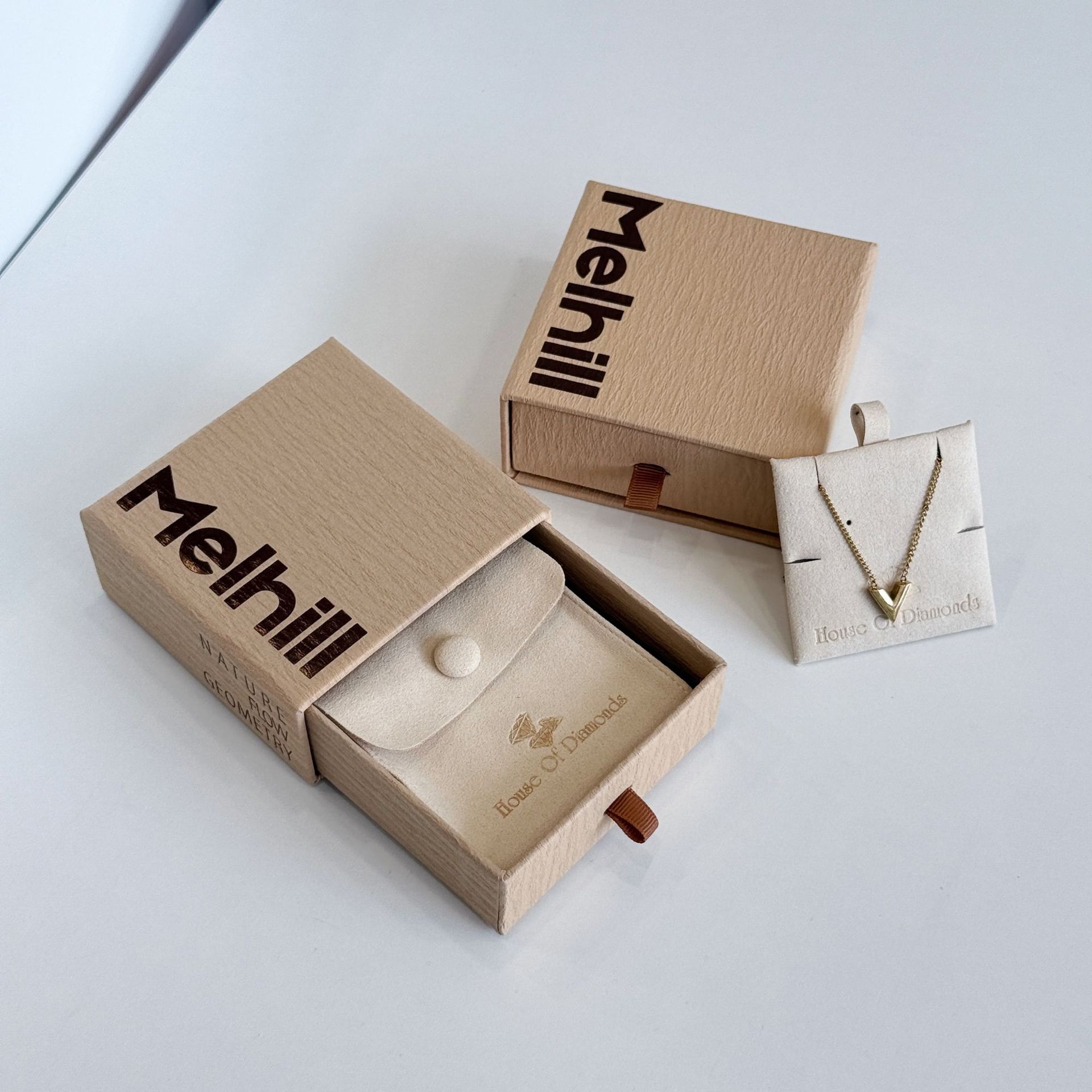 云棕色轻奢通用硬纸板抽屉珠宝首饰盒银饰饰品项链手链戒指包装盒细节图