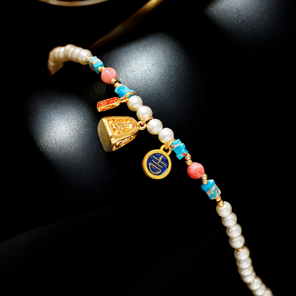 Hyacinth Shi Jia Zheng Yuan Pearl Bracelet, New Chinese style National Trend, Da Ji Da Li Pendant Bracelet, 2025 Douyin Bestseller Jewelry Application Scenario