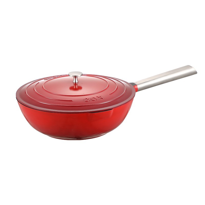 Colored pottery enamel blue diamond non-stick wok, household multi-color flat-bottomed cooking wok Item Picture