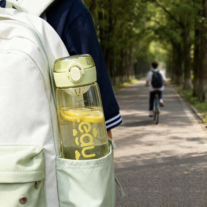 PC sports water cup for students and children, high appearance level portable space cup, summer high-temperature resistant, food-grade direct drinking plastic cup Specification image