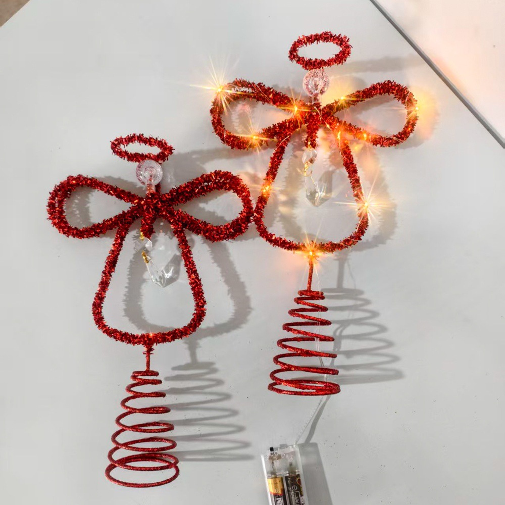Cross-border decoraciones de navidad navidad feliz top de árbol estrellas decoraciones luces accesorios árbol de navidad angel LED luce polvos esparcido top de árbol estrellas puntería nuevo