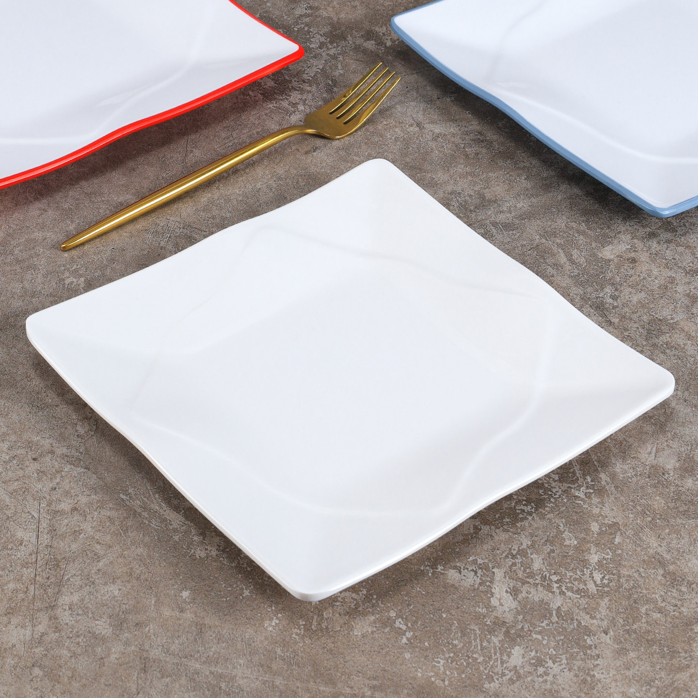 Melamine square plates, imitation porcelain restaurant cold dish plates, plastic fast food plates, rice bowl plates, restaurant stir-frying plates, commercial use details Picture