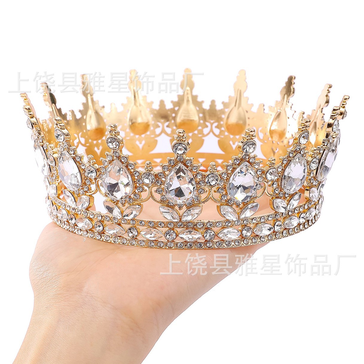 New diamond silver princess headwear, grand wedding dress, super glittering crystal, luxurious goddess bride wedding crown Item Picture