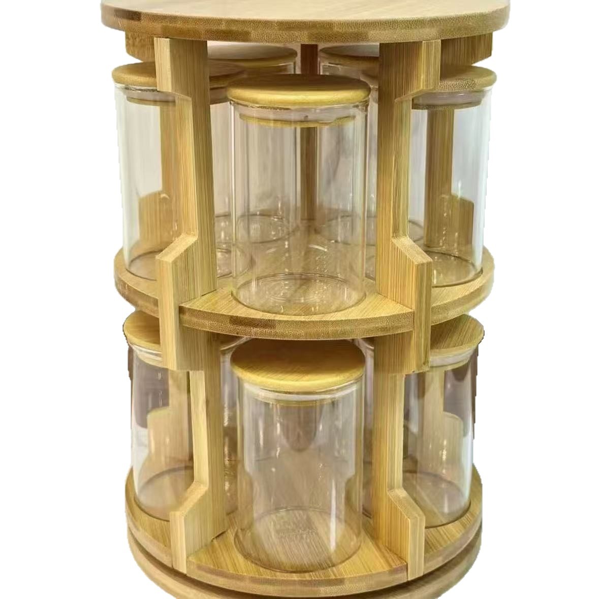High-end household kitchen multi-layer moisture-proof tea canister, grain storage canister, high borosilicate glass sealed canister Item Picture