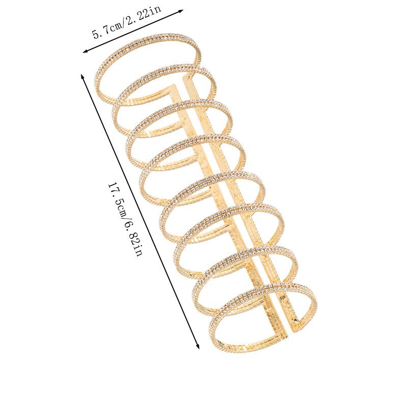 Cross-border fashion exaggerated multi-layer rhinestone hollowed-out bracelet, trendy and personalized dance party and party diamond-encrusted arm ring manufacturer wholesale jewelry Specification drawing