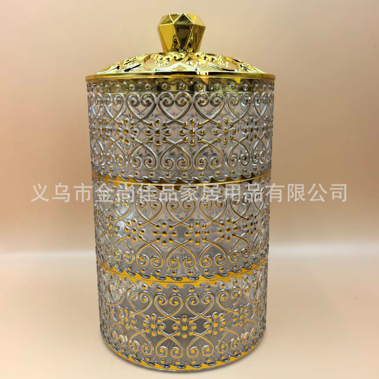 Storage jar Cross-border Amazon best-selling storage box sealed jar three-piece set with gilded sugar in Southeast Asia and the Middle East