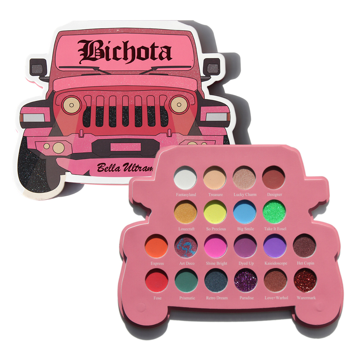 跨境外贸经典20色卡通眼影盘珠光哑光提亮低饱和大地色汽车眼影