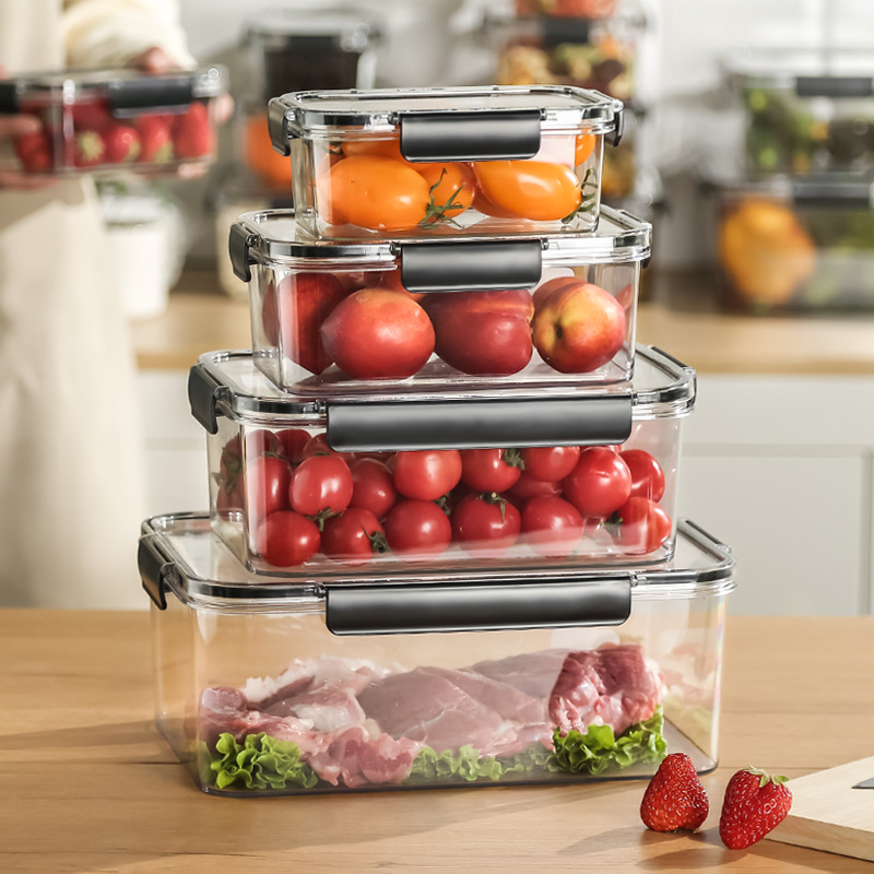 Transparent sealed food storage box, large-capacity fruit lunch box for refrigerators, household transparent PET plastic sealed box Specification image