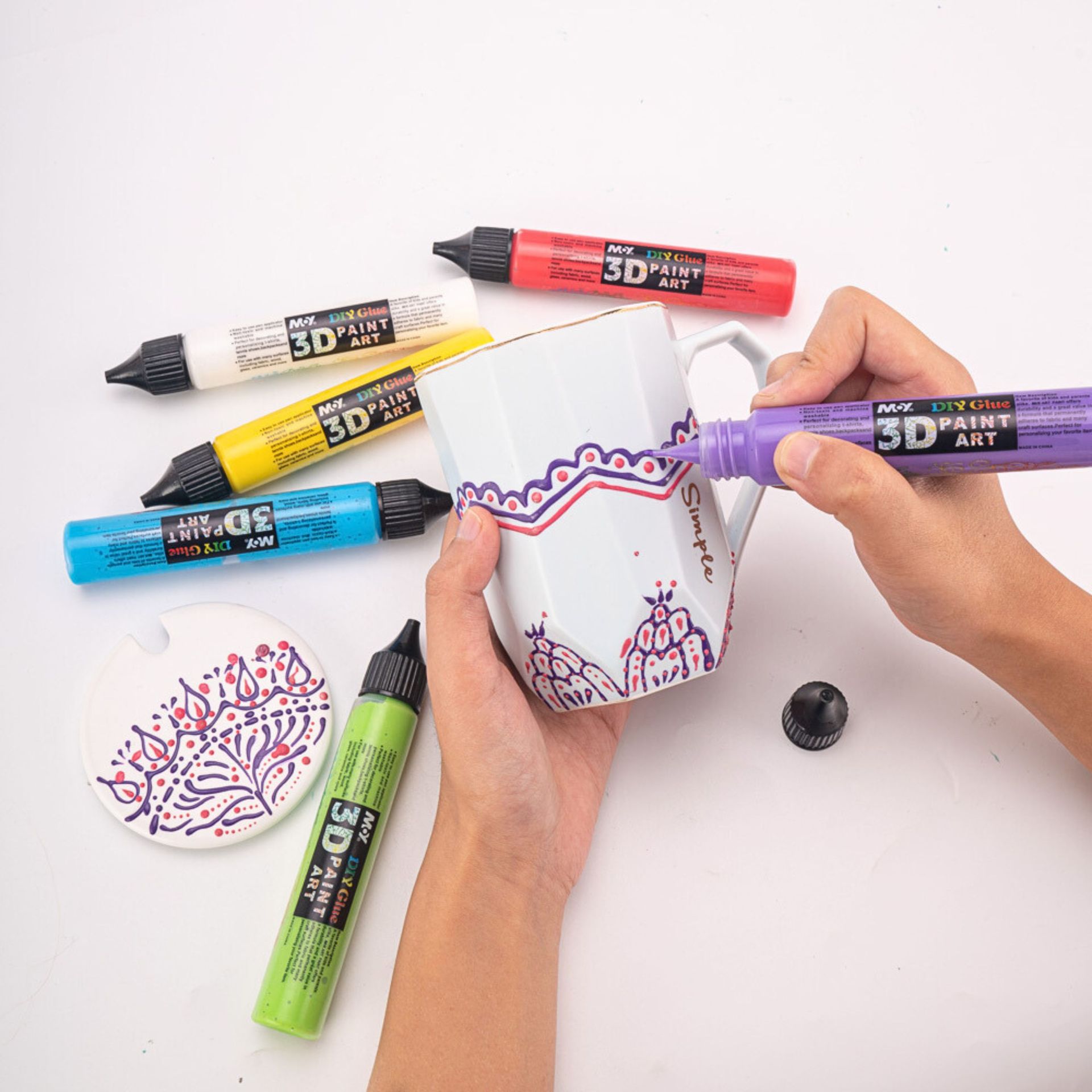 DIY handcrafted paintbrushes without baking glue, cross-border 3D glue paint, factory LOGO customization, children's crystal drawing lines details Picture